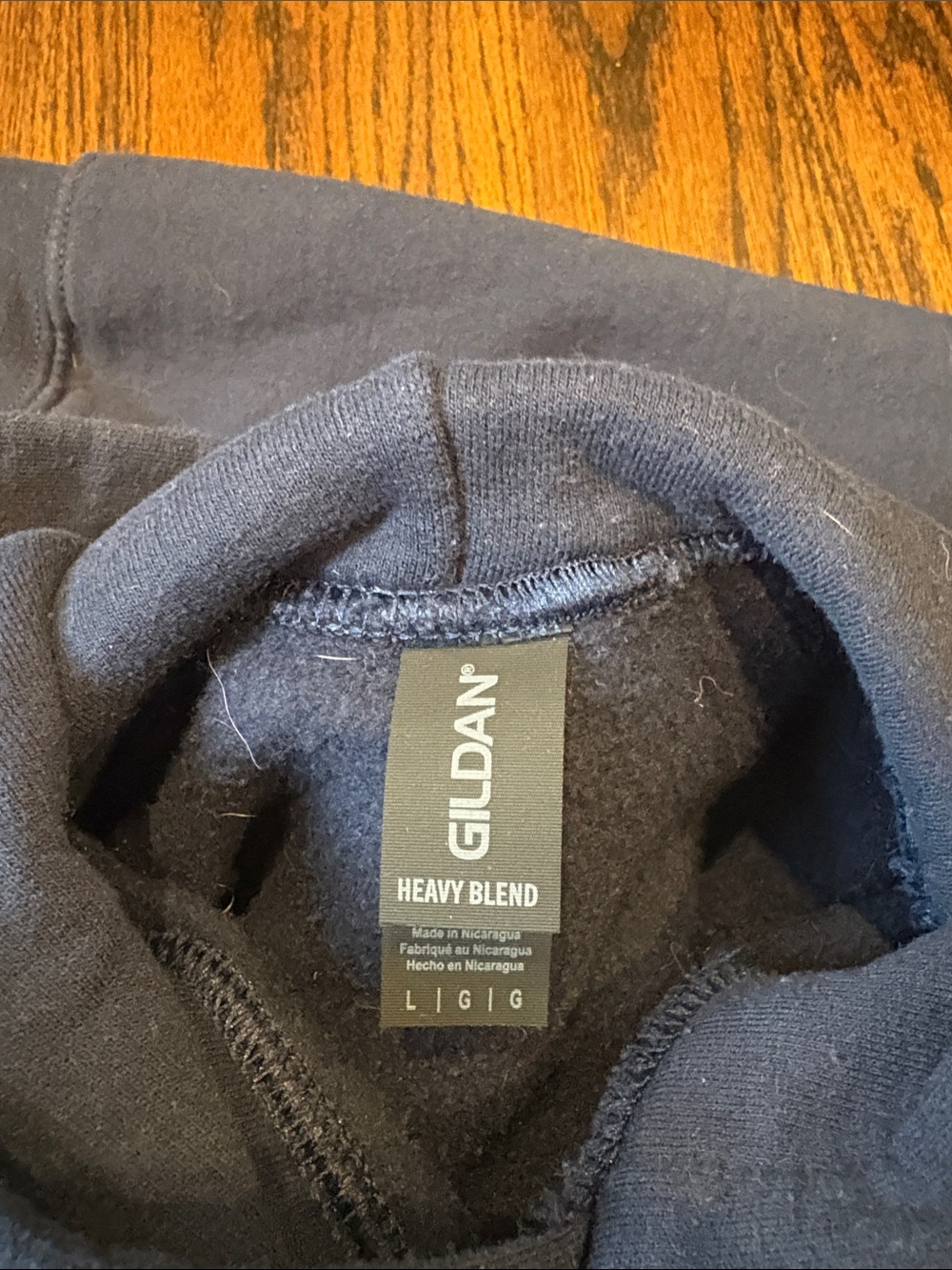Gildan Navy Kids Hoodie With Yellow Michigan Logo Large View 2